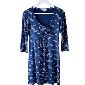 Boden Navy Floral Print‎ scoop neck jersey dress 8